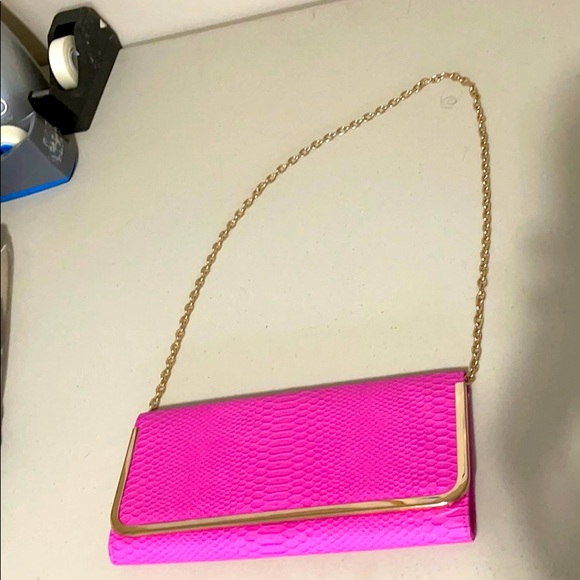 Bright pink crossbody long clutch - Picture 1 of 8
